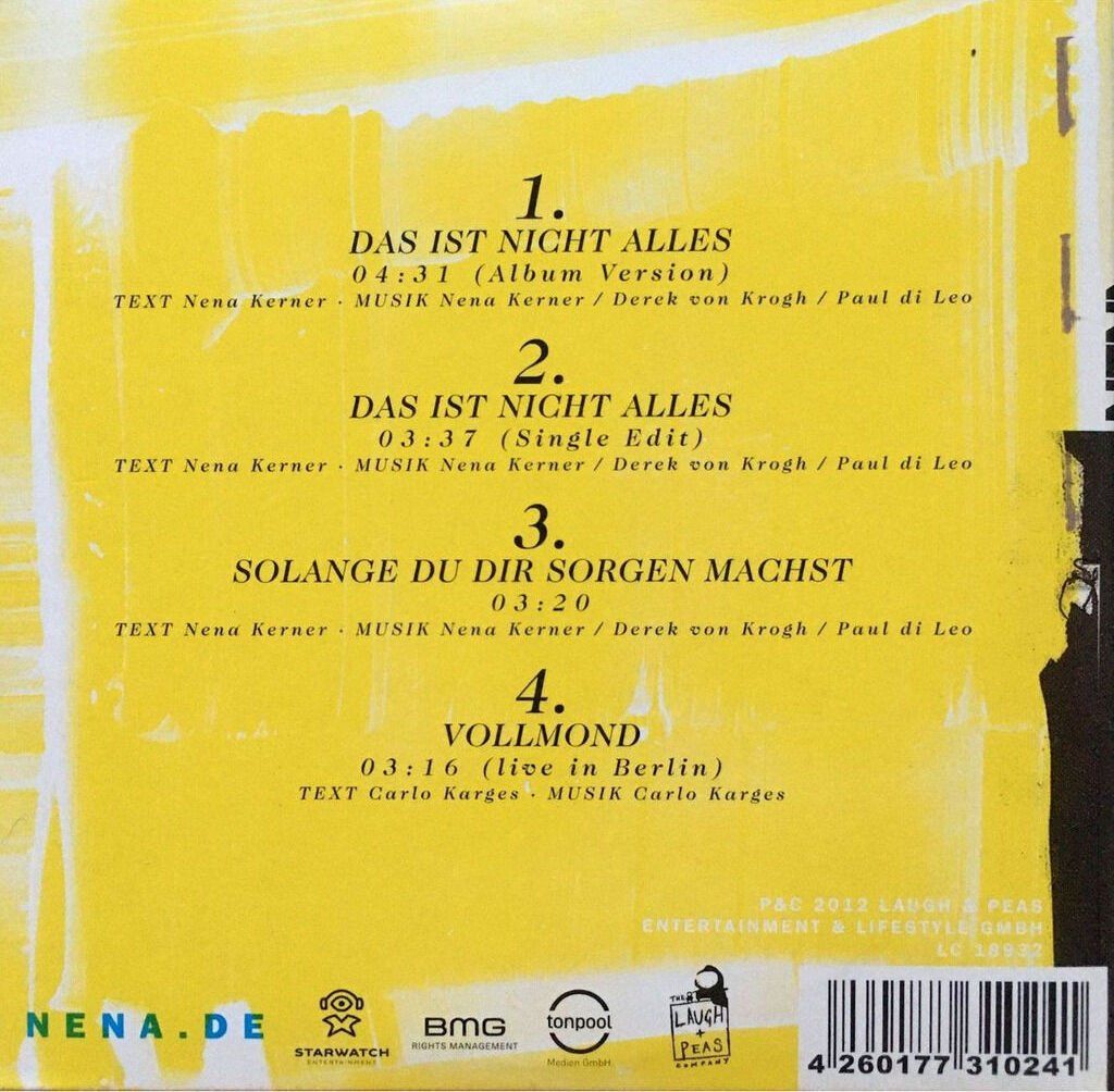 CDs: NENA - DAS IST NICHT ALLES – Gebraucht aus Bottens von hotter-than-hell 1