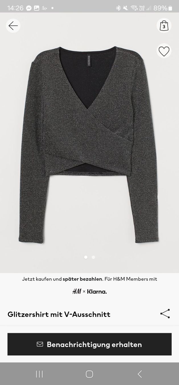 H&M Top: Glitzershirt mit V-Ausschnitt – Nuovo (secondo la descrizione) da Altishausen venduto da ter_58nj 2
