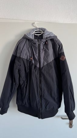 Stylische Windbreaker / Übergangsjacke – Schwarz/Grau - XL