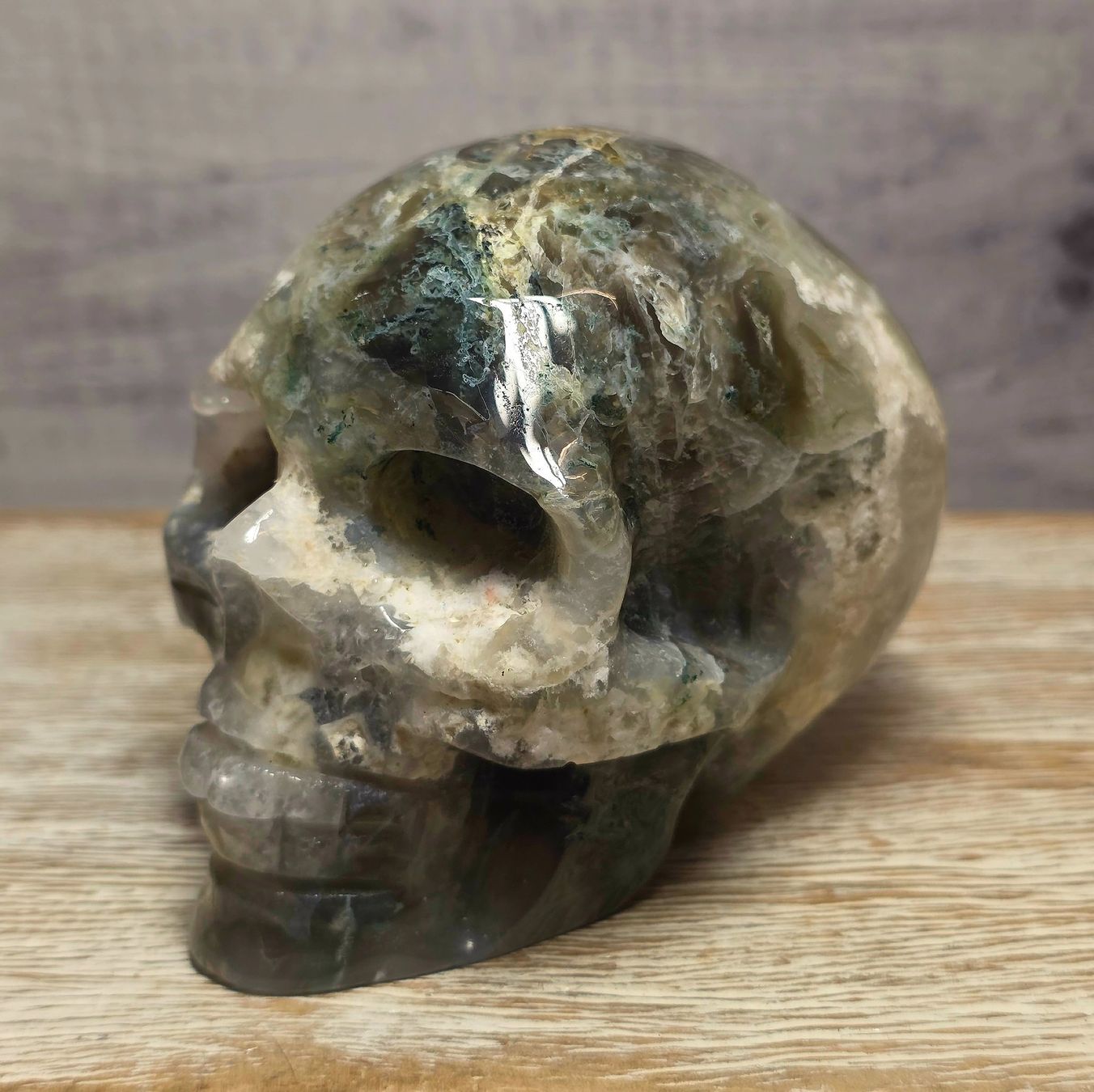 Minerali & Pietre curative: Moosachat Schädel 578g – Nuovo e nell'imballaggio originale da Matzingen venduto da Shay_Crystalz 1
