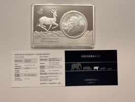 1 oz Krügerrand integriert in 3 oz Barren – Jubiläum