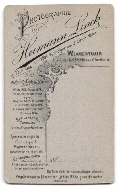 Fotografie &  Plakate: Fotografie H. Linck, Winterthur, Bürger – Gebraucht aus Berlin von bartko-reher 1
