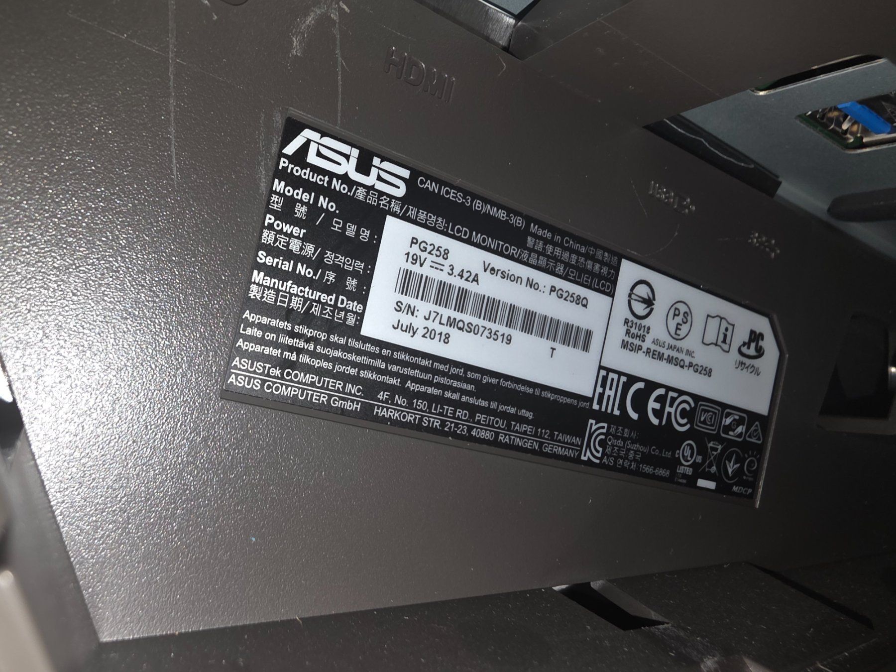Asus Monitore: Monitor Asus 24.5" LED G-Sync ROG Swift PG2 Gaming – Gebraucht aus Meilen von Het_2zmw 1