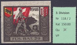 Steckkarte I. WK 1914/18 .... Füs Bat 29