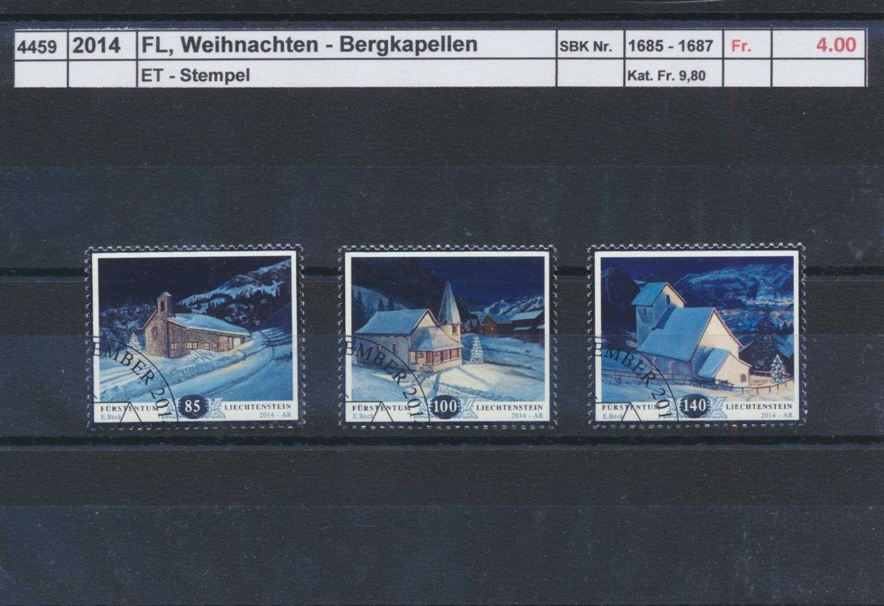 Tutti i francobolli: 2014 FL, "Weihnachten", ET - Stempel – Usato da Winterthur venduto da Zupogeru