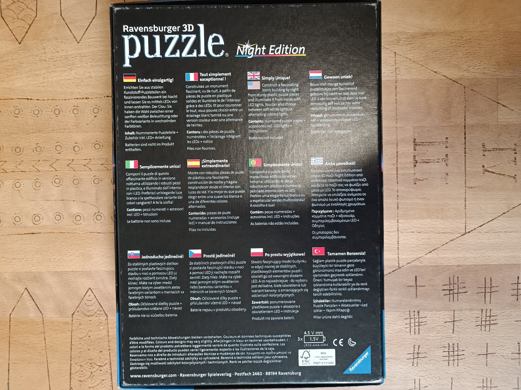 Ravensburger Puzzle: Ravensburger 3D-Puzzle Night Edition BIG BEN – Usato da Genève venduto da Mercedest7 3