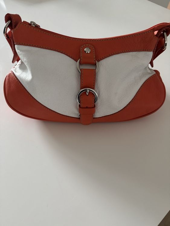 Sac Cabas En Cuir Orange Z & J - Porté épaule - Fabriqué En Italie - Occasion Très Très Bon état