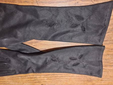 Handschuhe, Stoff, antik mit Stickerei, Grösse 36
