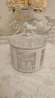 Dose Box Shabby Chic Geschenk weiss Metall Vintage Vogel