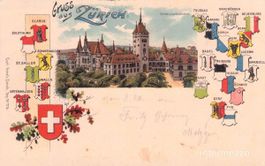 Zürich // 1899 Litho Kantone Kantonswappen