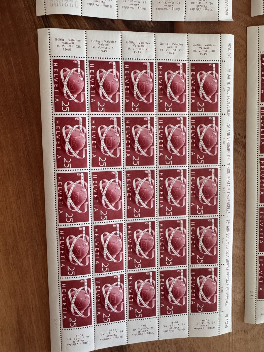 Alle Briefmarken: Briefmarken vier Bogen Weltpostverein – Gebraucht aus Solothurn von Alex702 1