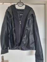 Lederjacke schwarz mit Kapuzze XL
