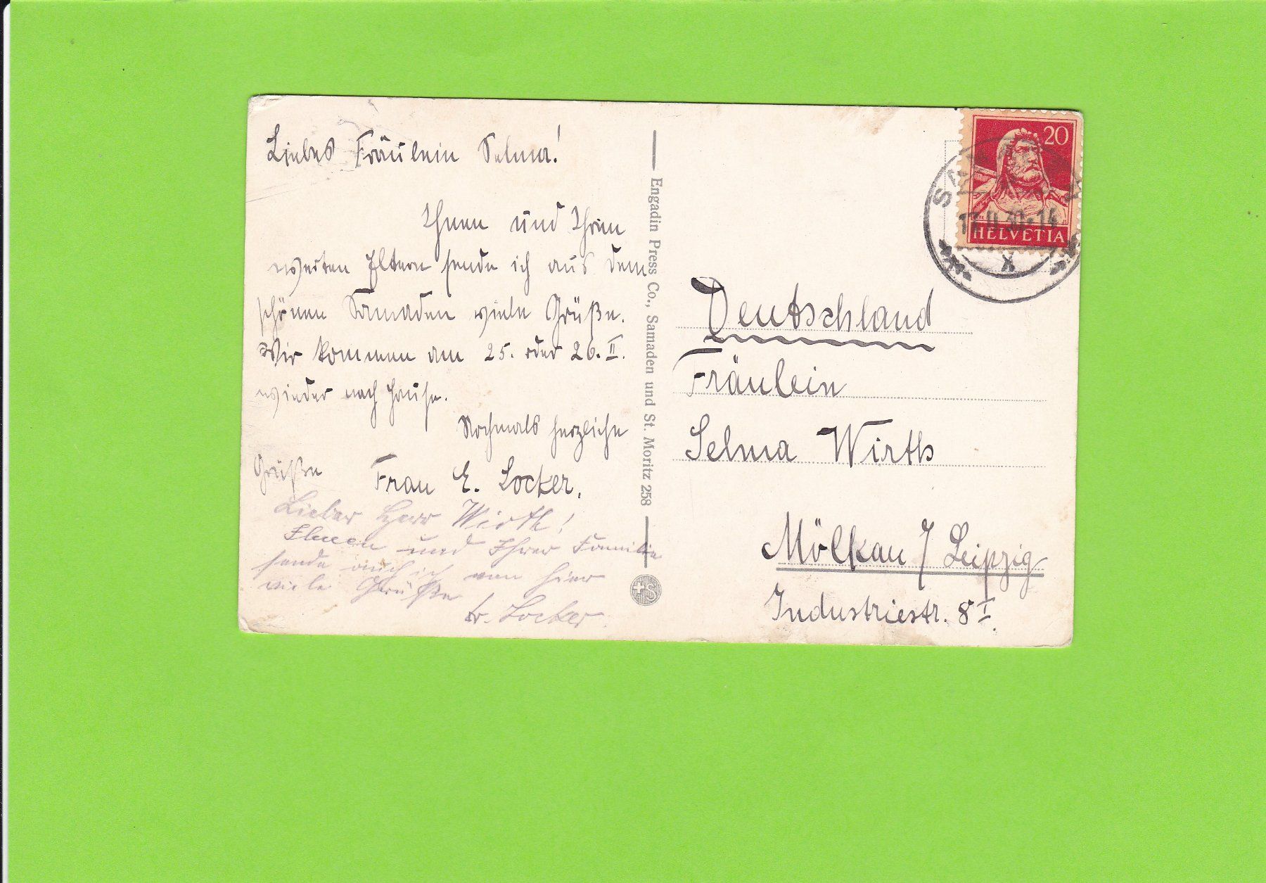 Cartoline postali: Samaden im Winter – Usato da St. Peterzell venduto da neckertal 1