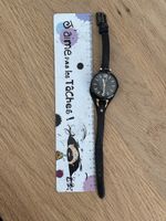 Montre femme Fossile noire et cuir noir