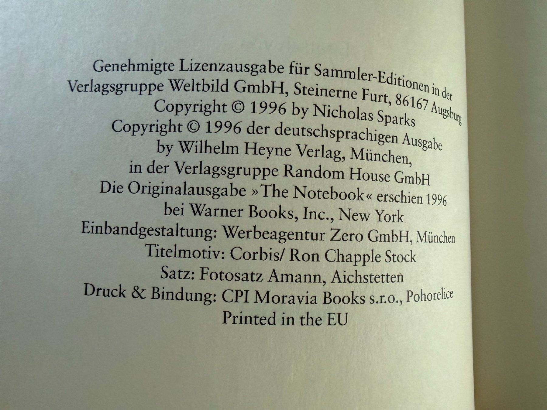 Livres: Nicholas Sparks  Wie ein einziger Tag  geb. Ausgabe – D'occasion à Subingen par ArtBead 3