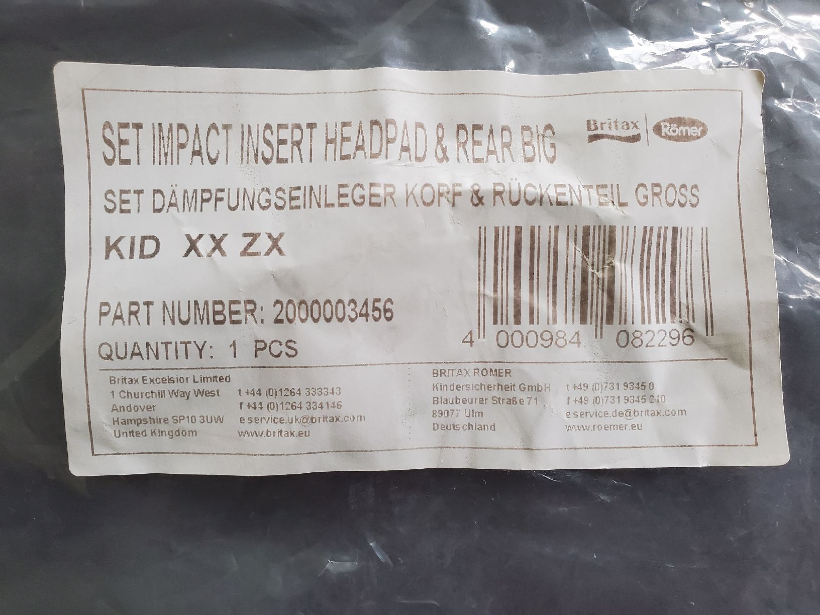 Britax Römer Sièges auto: Römer KID 2 Dämpfungseinleger – Neuf (Voir description) à Schwarzsee par dergli01 1