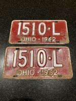 Vintage Ohio Nummernschilder, 1962, Rote Kennzeichen!