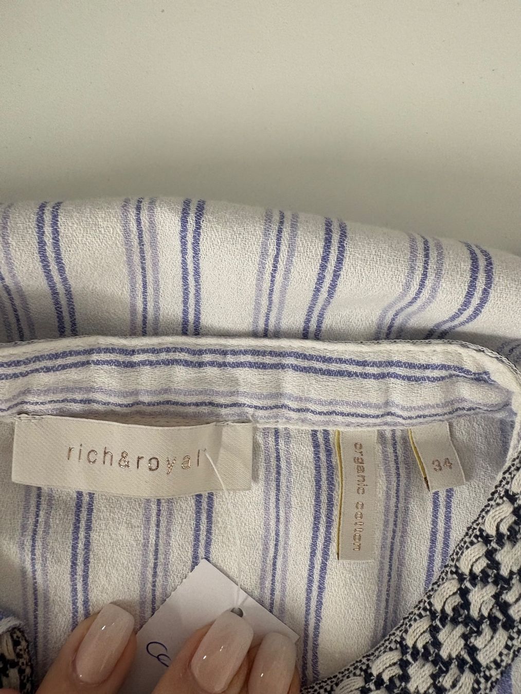 Rich & Royal Camicette: Rich&Royal Bluse gestreift mit Stickerei Boho blau Gr. 34 – Nuovo (secondo la descrizione) da Regensdorf venduto da secondchancefashion 4