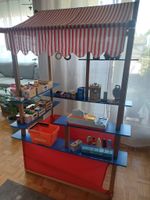 Kinder-Marktstand aus Holz - mit grossem Zubehör-Set
