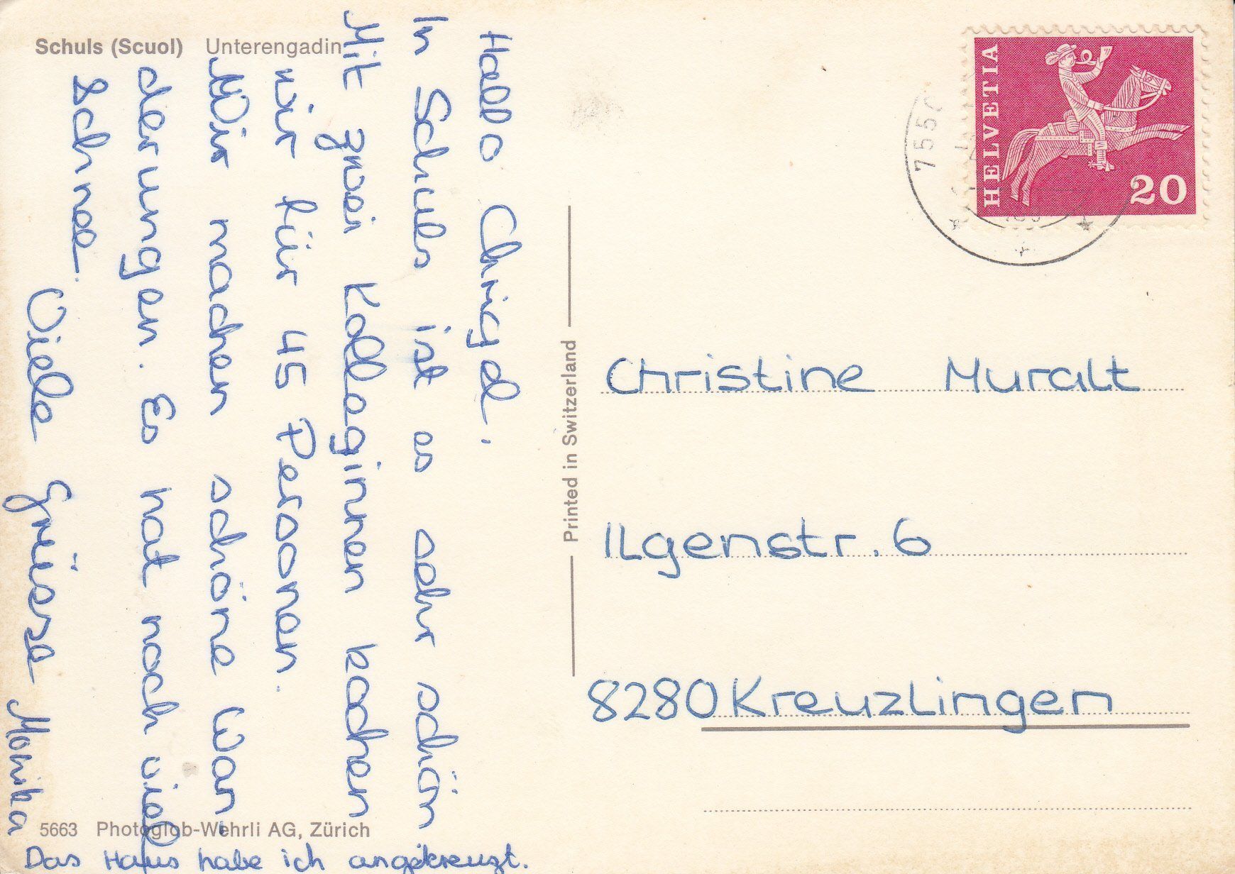 Ansichtskarten: Schuls 1960 – Gebraucht aus Bürglen TG von StampGraf 1