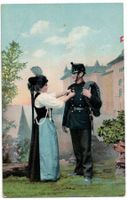 Militärische romantische Grusskarte, 1908 Feldpost HERISAU