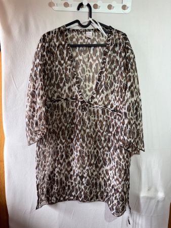 Leichte Bluse Tunika mit leopardenprint von Long Beach Gr. M