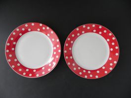 2 Dessertteller gemäss Bilder - weiss gepunktet