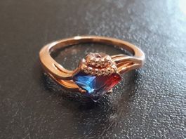 Ring mit Zirkonia, vergoldet 585, 2.5g, size 8 (57)