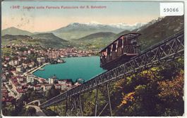 Lugano colla Ferrovia Funicolare del San Salvatore - Litho
