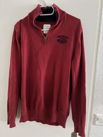 Tom Tailor Herren Pullover rot mit Reissverschluss Gr.L