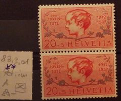 2911A) J83.3.01, Abart, Retouche beim A postfrisch Kt 80.-
