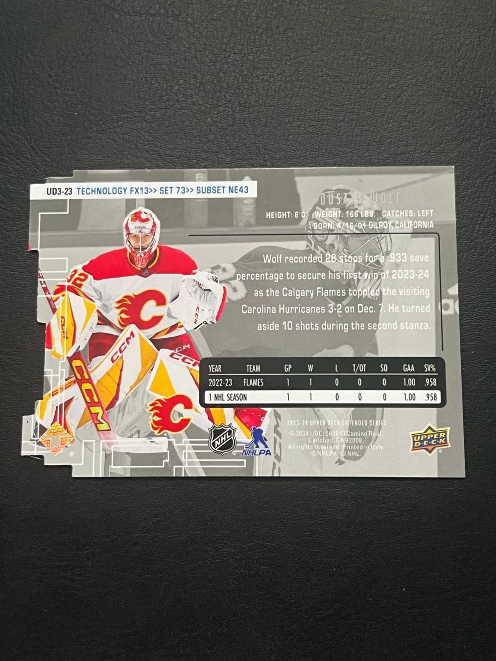 NHL Carte collezionabili: Dustin Wolf 2023 UD3 Rookie Calgary Flames – Nuovo (secondo la descrizione) da Möhlin venduto da SwissHockeyCards 1