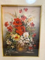 35.5x41.5/ Lina Rossi/ Öl Gemälde Blumenstillleben hübsch