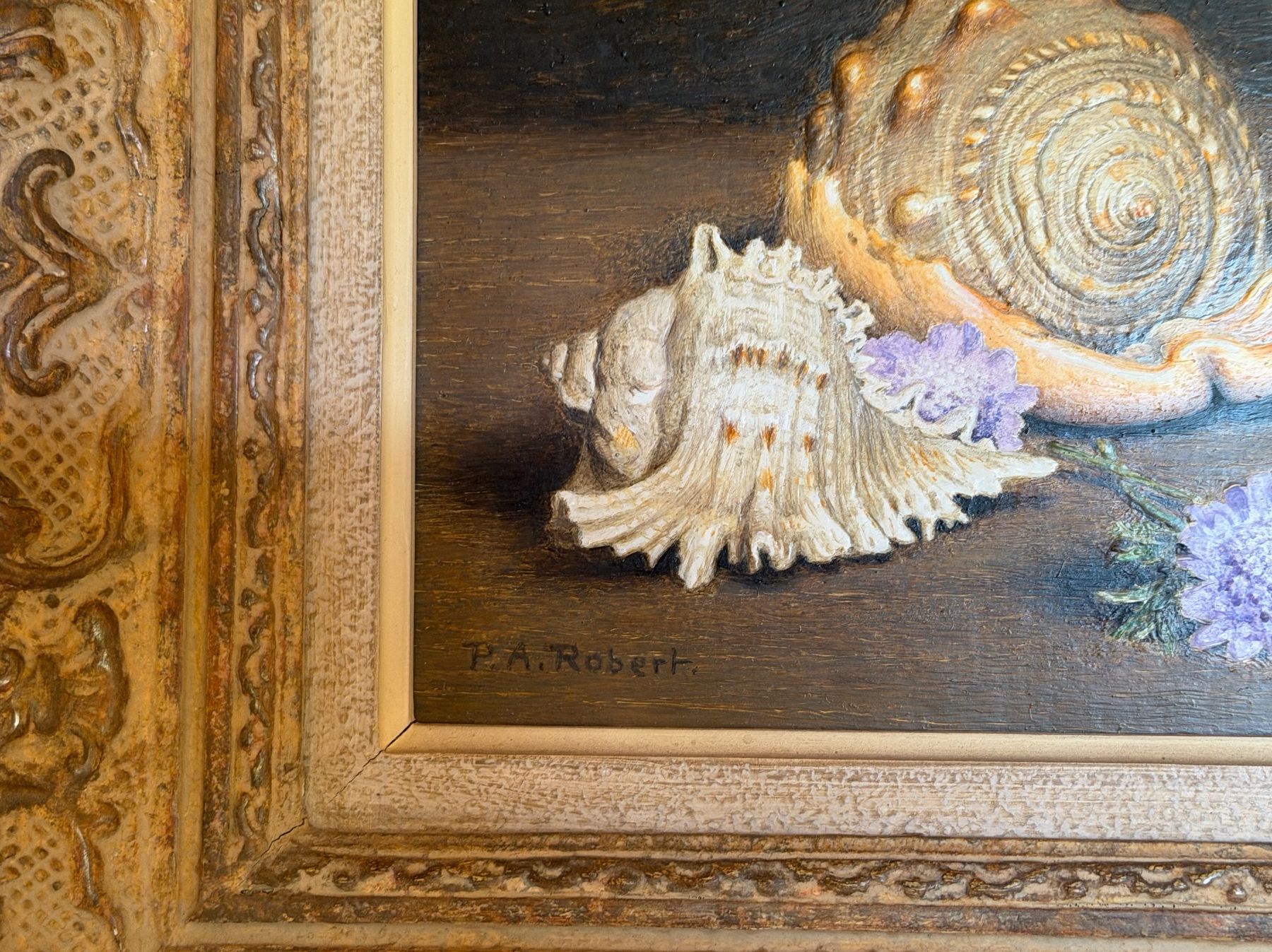 Gemälde: Paul-André Robert, 1946 Stilleben mit Muscheln – Gebraucht aus Huttwil von Burk3 4