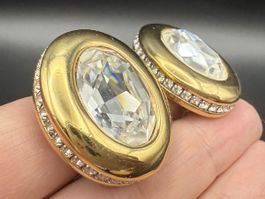 Elegante vergoldene Ohrringe Swarovski-Kristallen, Vintage