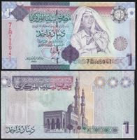 Libyen 1 Dinar UNC (2009) Gaddafi