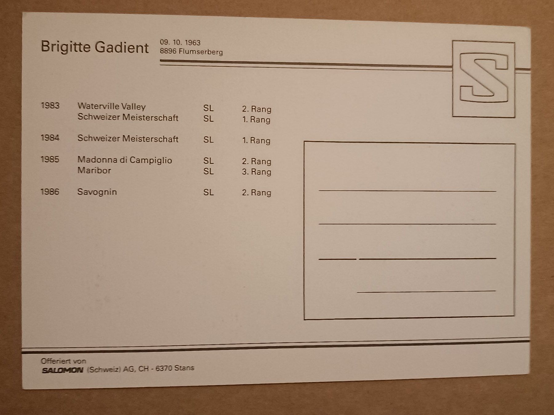 Autografi: Brigitte Gadient - handsignierte alte Karte – Usato da Menziken venduto da Artographs 1
