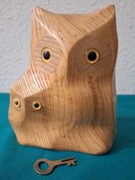Sparkasse Holz Eule mit Jungem , UBS  70er/80er Jahren