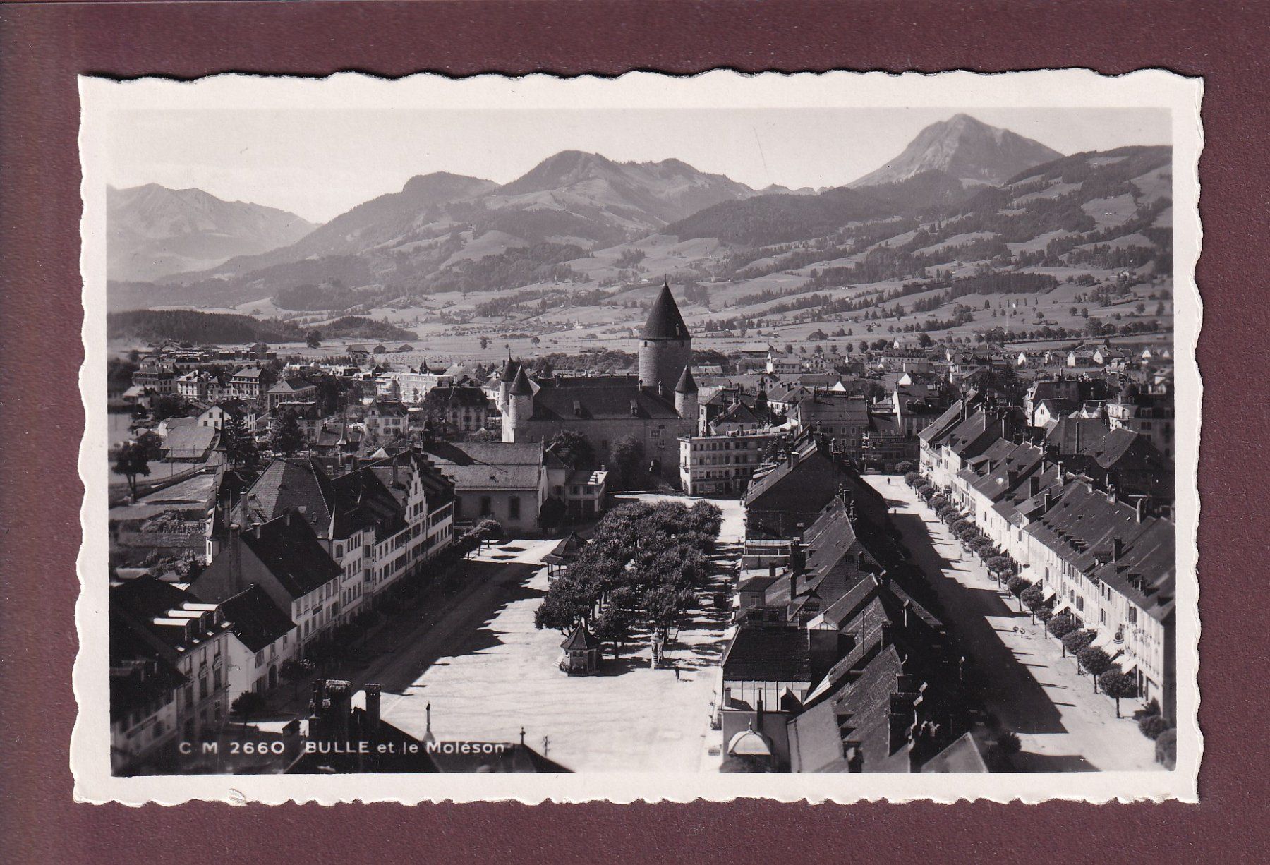 Ansichtskarten: BULLE et le Moléson - 1942 – Gebraucht aus Pully von nicecards