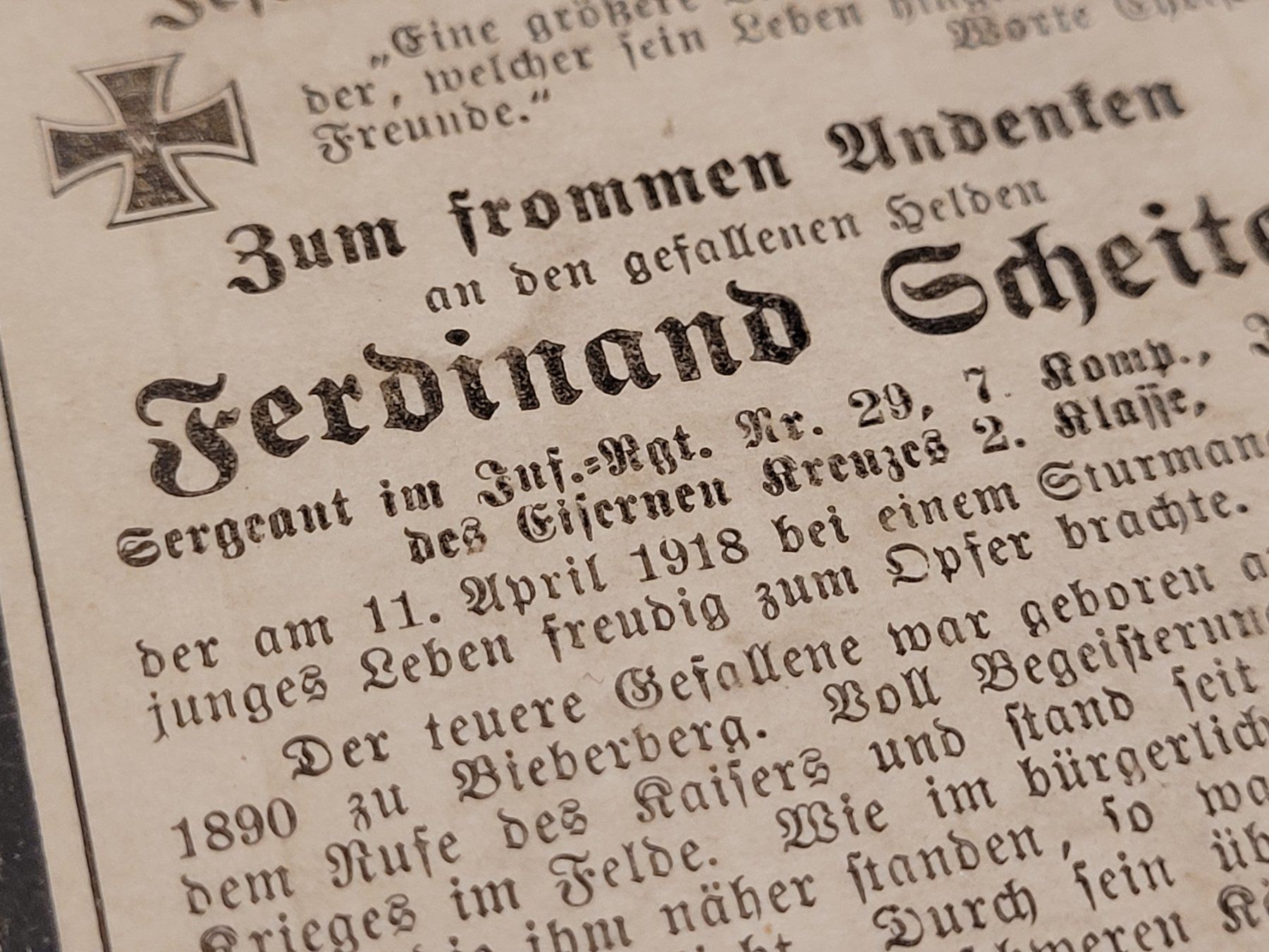 Armi bianche: Deutsches Reich, Sterbebild WW1 – Usato da Kriens venduto da KTP