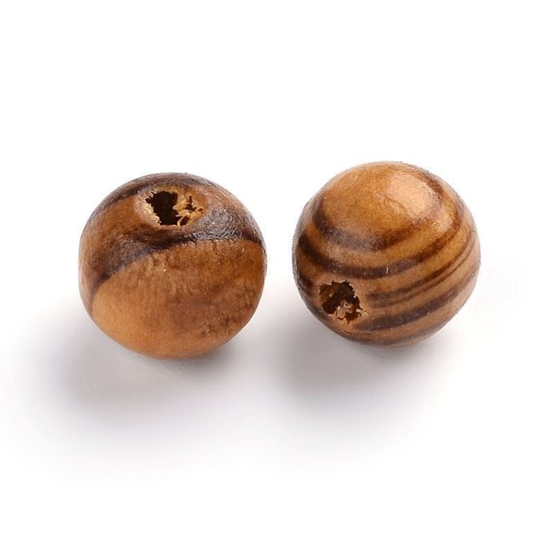 Perlen (unechte): 35 Perlen Holz gestreift 10mm – Neu (gemäss Beschreibung) aus Alpnachstad von perlengaby