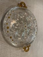 Vintage Glas-Eierplatte – Blumendekor Bernstein – 28cm