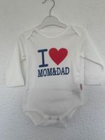Baby Body, Langarm, Grösse 80  "I love Mom&Dad" Cremefarbig
