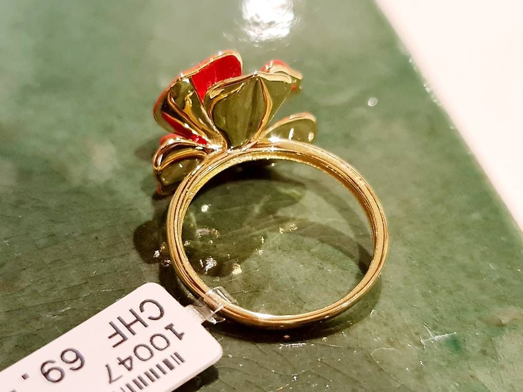 Anelli: Rosen Ring Emaille Gelbgold Gr. 55 – Nuovo e nell'imballaggio originale da Stein am Rhein venduto da JuwelierSteinbock.CH 3