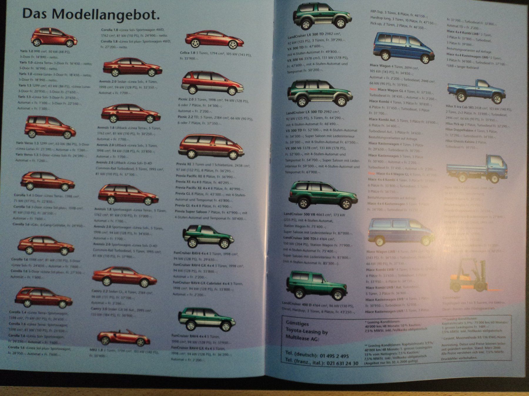 Toyota Documenti: Prospekt Toyota Programm 200 MR2 Celica Corolla Yaris Hilux – Usato da Schwarzenburg venduto da modelCARama 7