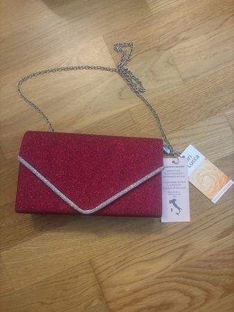  Glitzer Clutch Tasche mit Kette, neu