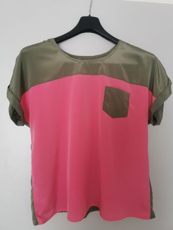 Damen Bluse Pink/Khaki Grösse XL