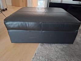 Hocker Leder schwarz mit Stauraum