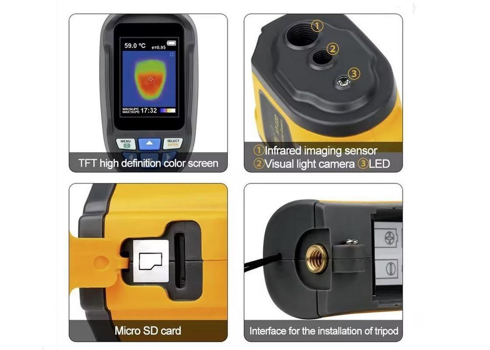 Produktbild von Wärmebildkamera Für Android | 32×32 Pixel | -20 Bis 1000 °C | Typ-C | 5 Farbpaletten | IR-Imager Schwarz