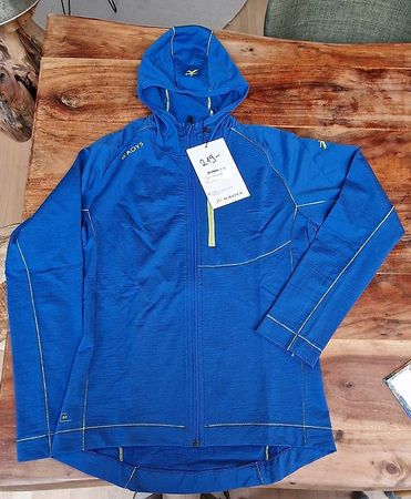 Neuer Midlayer mit Kapuze,95% Merino,  blau, Gr.S, Herren